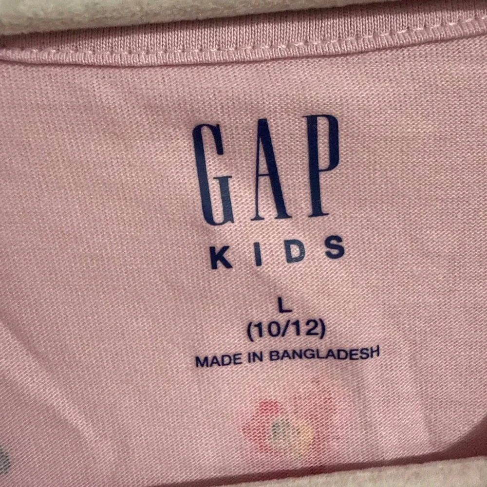 Gap Kids Girls Pink Floral Ruffle Flutter Sleeve Cotton T-Shirt Size L 10/12